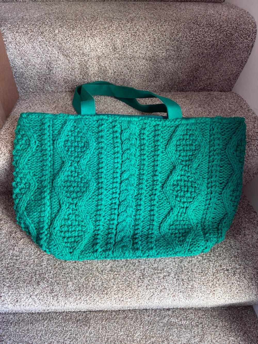 Panache Emerald Green Cable-Knit Tote